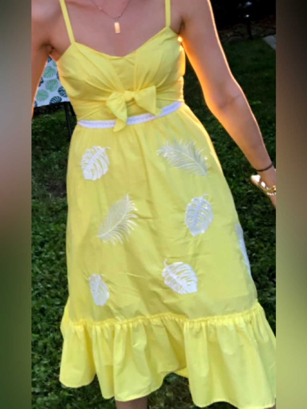 Lilly Pulitzer Yellow Embroidered Tie-Front Sundress 00